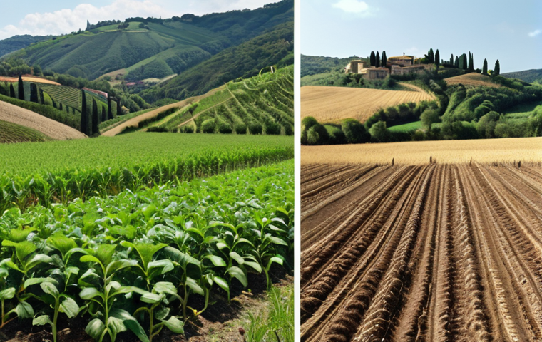 Okay, here are two image prompts based on the provided Italian blog post about regenerative agriculture and sustainable tourism: