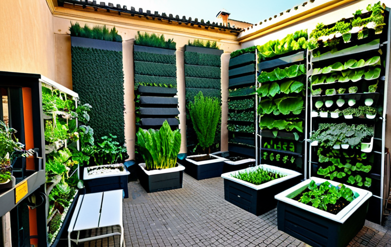 **

"A flourishing urban garden in Rome, Italy, featuring vertical gardens and raised beds overflowing with vegetables and herbs. Compost bins are visible, and people are tending to the plants. Sunlight streams through the scene. fully clothed, safe for work, appropriate content, professional, perfect anatomy, natural proportions, high quality"

**